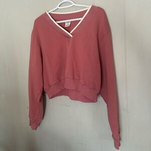 PINK Victoria’s Secret Dusty Rose Cropped V-Neck Sweatshirt Medium